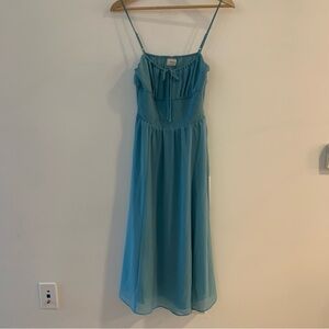 Wilfred Teal Midi Dress with Spaghetti Straps